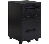 Caisson et casier de bureau Homcom Caisson de bureau rangement bureau sur roulettes 3 tiroirs 1 verrouillable 1 trieur à dossiers MDF panneaux particules noir