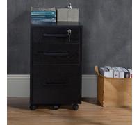 HOMCOM Caisson de bureau rangement bureau sur roulettes 3 tiroirs 1 verrouillable 1 trieur à dossiers MDF panneaux particules noir
