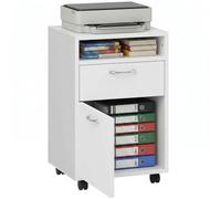 HOMCOM Caisson Bureau Mobile Blanc avec Niche Tiroir Placard sur Roulettes 40x35x60cm pour Organisation Optimale Aosom France
