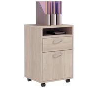 HomCom Caisson de bureau sur roulettes – tiroir, placard, niche – panneaux particules chêne