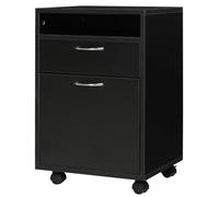 HomCom Caisson de bureau sur roulettes en panneaux particules avec tiroir et placard noir