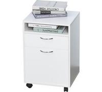 HOMCOM Caisson de bureau rangement bureau sur roulettes tiroir placard niche panneaux particules blanc Blanc G