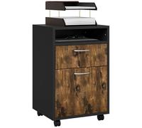 HOMCOM Caisson de Bureau Rangement Bureau sur roulettes tiroir Placard Niche Panneaux Particules Brun Rustique