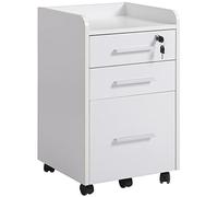 HOMCOM Caisson de Bureau sur Roulettes 3 Tiroirs 1 Verrouillable Blanc