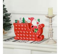 HOMCOM Calendrier de l'Avent à remplir en bois, décoration de Noël avec 24 tiroirs, Père Noël et traîneau, 22,5x8x36cm, rouge
