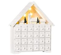 HOMCOM Calendrier de l'Avent LED - 5 lumières Blanc Chaud - 24 tiroirs - décoration Lumineuse de Noël - Blanc