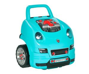 HOMCOM Camion Mécano 2 en 1 Jouet Bricolage Enfant Établi Enfant Bleu | Jeu d'Imitation Mécanicien, Nombreux Accessoires Total de 61 Pièces, Effets Sonores et Lumineux, PP ABS