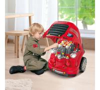 HOMCOM Camion mécano 2 en 1 - Jouet Bricolage Enfant - Établi Enfant - Jeu d'imitation mécanicien - Nombreux Accessoires Total de 61 pièces - Effets sonores et Lumineux - PP ABS Rouge Description:Offr