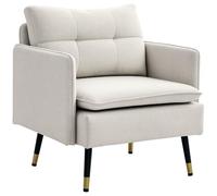 HOMCOM Canapé 1 Place en Lin avec accoudoirs et Pieds en Acier pour Chambre à Coucher Bureau Charge 120 kg 76x68x80 cm Crème