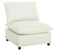 HOMCOM Canapé 1 Places modulable, canapé de Salon Moderne 74 cm sans accoudoirs avec Assise Large, Coussins épais, Tissu en Lin, pour Chambre, Appartement, Petit Espace, crème