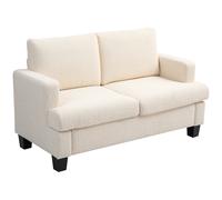 HOMCOM Canapé 2 places 120 cm avec coussins de dossier amovibles, tissu chenille pour salon, chambre, bureau, beige