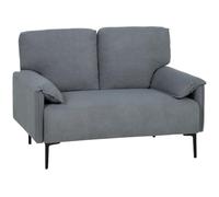 HOMCOM Canapé 2 Places 127 cm Rembourré avec Accoudoirs Matelassés Gris | Canapé de Salon, Effet Velours, Style Moderne, pour Salon, Chambre, Petits Espaces