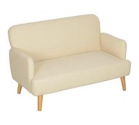 HOMCOM Canapé 2 places 130 cm style moderne avec accoudoirs et assise rembourré, tissu effet velours, charge 240 Kg, crème