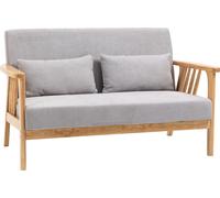 HOMCOM Canapé 2 places 2 places, Canapé 2 places avec accoudoirs, Loveseat avec aspect velours, coussins, Canapé rembourré pour le salon, peut supporter jusqu'à 200 kg, gris, 130 x 75 x 78 cm