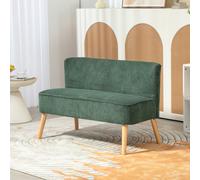 HOMCOM Canapé 2 places, bois, polyester velouté, mousse, 117 x 56,5 x 77 cm, vert