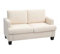 HOMCOM Canapé 2 Places canapé de Salon 140 cm avec Coussins de Dossier Amovibles et accoudoirs, Style Moderne, Mini Sofa pour Chambre, Petit Espace, Appartement, Beige