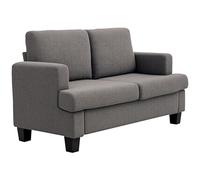 HOMCOM Canapé 2 Places canapé de Salon 140 cm Style Moderne avec Coussins de Dossier Amovibles et accoudoirs, Mini Sofa pour Chambre, Appartement, Petit Espace, Gris foncé
