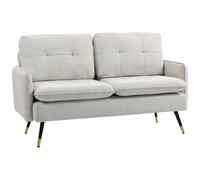 HOMCOM Canapé 2 Places, canapé de Salon, en Tissu Lin 139 cm, Coussins Assise rembourrée Dossier capitonné Ressorts en S Pieds en Acier, Sofa Moderne pour Chambre, Appartement, crème