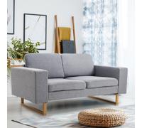 HOMCOM Canapé 2 Places Canapé de Salon Moderne 4 Coussins Accoudoirs Pieds en Métal Tissu de Chanvre 160 x 82 x 78 cm Gris Clair