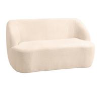 HomCom Canapé 2 places incurvé – tissu bouclette beige, dossier et assise incurvés, sans assemblage