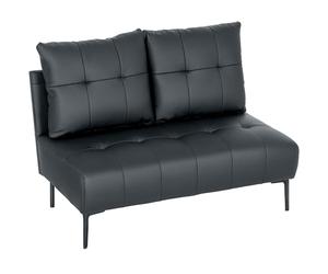 HOMCOM Canapé 2 Places Compact en Simili Cuir, canapé Moderne matelassé avec Rembourrage épais et Pieds en Bois, canapé sans accoudoir pour Salon et Bureau, 115x73x83 cm, Noir