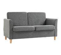 Canapé 2 places design scandinave dim. 141L x 65l x 78H cm pieds bois massif tissu lin gris chiné