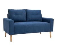 HOMCOM Canapé 2 Places Design scandinave dim. 145L x 76l x 88H cm Pieds Bois Massif Tissu Bleu