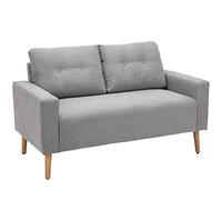 HOMCOM Canapé 2 Places Design scandinave dim. 145L x 76l x 88H cm Pieds Bois Massif Tissu Gris Clair