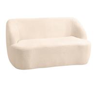 HomCom Canapé 2 places incurvé – tissu bouclette beige, dossier et assise incurvés, sans assemblage
