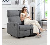 HOMCOM Canapé 2 places, dossiers réglables individuellement, repose-pieds, revêtement en tissu, acier, Gris