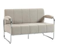 HOMCOM Canapé 2 places en Chenille avec double couture, Canapé de salon moderne avec accoudoirs et pieds en acier, pour salon, bureau et chambre à coucher, 120x73x76 cm, Beige