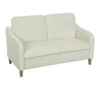 HOMCOM Canapé 2 Places en Tissu Bouclette 137 cm, Coussins Inclus, Crème