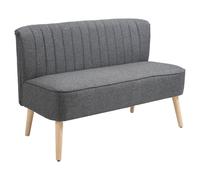 HOMCOM Canapé 2 places en tissu Canapé rembourré Canapé double Look rétro Siège Canapé lounge Cadre en bois gris foncé 117 x 56,5 x 77 cm