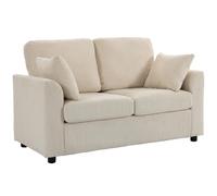 HOMCOM Canapé 2 Places en Velours Côtelé 144 cm Moderne 2 Oreillers Beige
