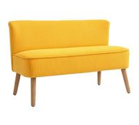 HOMCOM Canapé 2 Places en Velours côtelé, Jaune, 117x56.5x77 cm