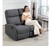 HOMCOM Canapé 2 Places Inclinable à 145° max et Revêtu en Chenille Grise, 124x91x100 cm