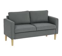 HOMCOM Canapé 2 Places Moderne en Tissu avec accoudoirs et 2 Coussins Amovibles, canapé 2 Places avec Espace de Rangement et Pieds en Bois pour Le Salon, la Maison et Le Bureau, 140x63x79 cm, Gris