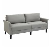 Canapé 2 Places Contemporain Accoudoirs Courbés Bois Tissu Gris Clair Gris