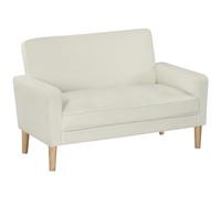 HOMCOM Canapé 2 places rembourré 130 cm Petit canapé d'angle avec aspect velours et accoudoirs, canapé rembourré moderne pour petite pièce, chambre à coucher, salon, blanc crème