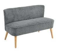 HOMCOM Canapé 2 places rembourré, bois, polyester velours, mousse, 117 x 56,5 x 77 cm, Gris