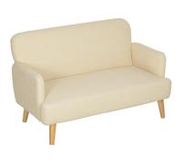 HOMCOM Canapé 2 Places Style Moderne avec accoudoirs et Assise rembourrée, Mini Sofa en Tissu Effet Velours, canapé de Salon 130 cm, Charge 240 kg, pour Petit Espace, Appartement, Chambre, crème