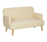 HOMCOM Canapé 2 Places Style Moderne avec Assise rembourrée et accoudoirs, Mini Sofa en Tissu Effet Velours, 130 cm, Charge 240 kg, idéal pour Salon, Chambre, Petit Espace, Appartement, crème