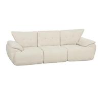HOMCOM Canapé 3 Places 260 cm en Chenille, Canapé Modulable sans Structure Rigide, Assise Large et Profonde, Mousse Haute Densité, Accoudoirs Rembourrés, sans Montage, Blanc Crème