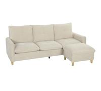 HOMCOM Canapé 3 Places avec Pouf de Rangement Modulable 210 cm Crème