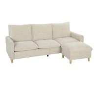 HOMCOM Canapé 3 Places avec Pouf de Rangement Modulable 210 cm Crème