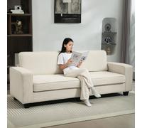 HOMCOM Canapé 3 places avec revêtement en corduroy, canapé de salon avec noyau de ressorts, jusqu'à 400 kg, 227 x 84 x 87 cm, Crème