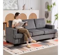 HOMCOM Canapé 3 places, Canapé de salon pour 3 personnes, revêtement en tissu, cadre en acier, canapé rembourré, Gris