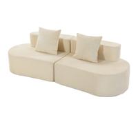 HOMCOM Canapé 3 places, canapé modulable nuage sans armature, assise large & profonde, rembourrage à ressorts, revêtement velours côtelé, Beige
