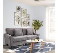 HOMCOM Canapé 3 places dim. 197L x 84P x 90H cm coussin déco. inclus pieds bois massif pin tissu Aspect velours côtelé gris