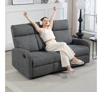 HOMCOM Canapé 3 places, dossiers réglables individuellement, repose-pieds, revêtement en tissu, métal, Gris